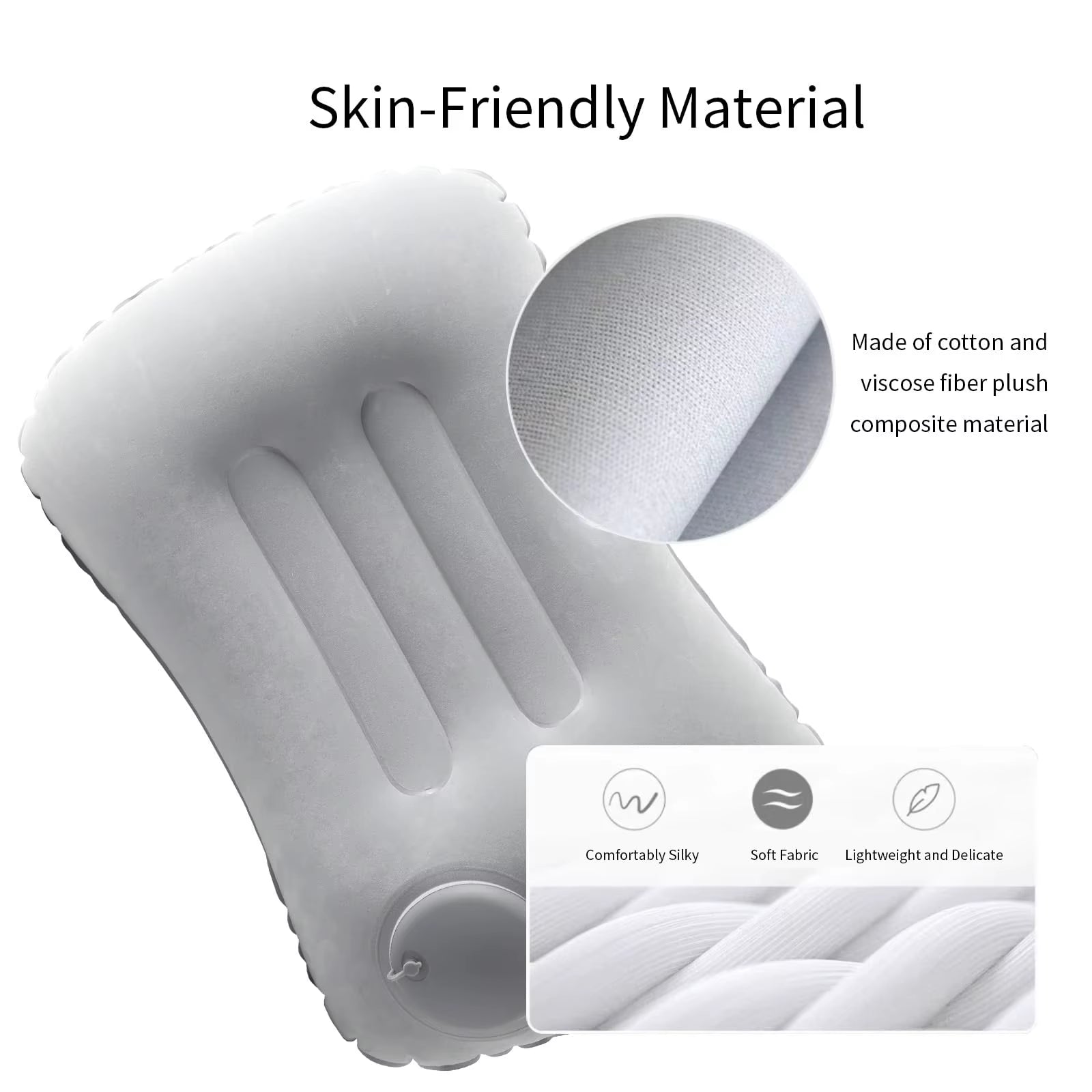 Portable Comfortable Inflatable Pillow, Camping Pillow, Pool Pillow, Ultra Soft Car Pillow for Neck and Lumbar Support