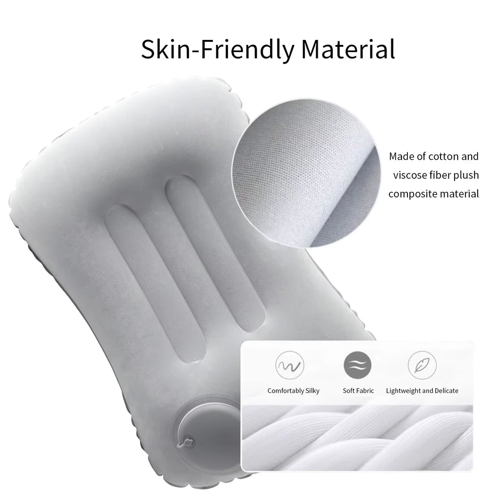 Portable Comfortable Inflatable Pillow, Camping Pillow, Pool Pillow, Ultra Soft Car Pillow for Neck and Lumbar Support