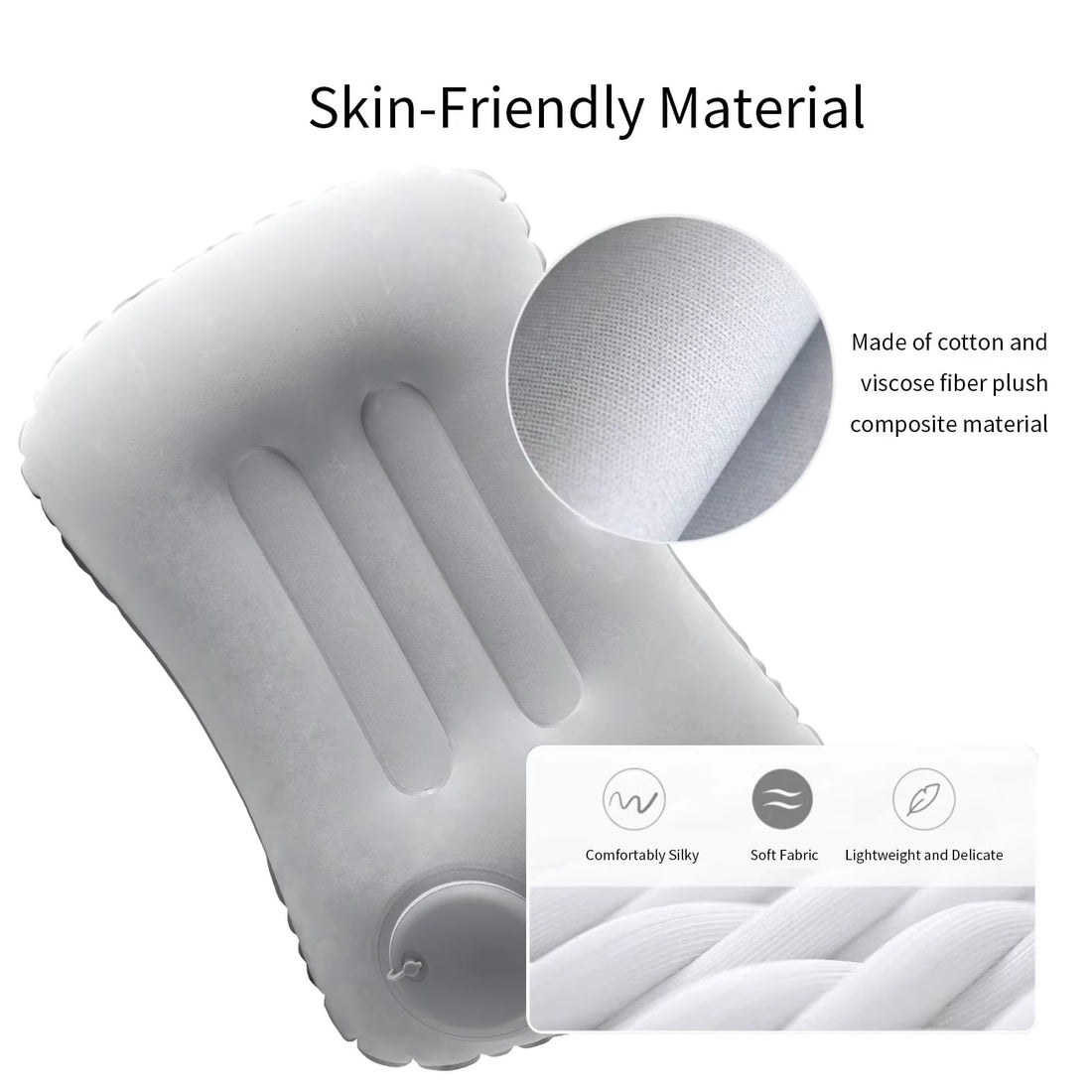 Portable Comfortable Inflatable Pillow, Camping Pillow, Pool Pillow, Ultra Soft Car Pillow for Neck and Lumbar Support
